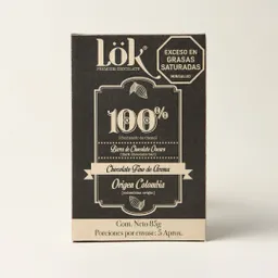 Lok Barra de Chocolate Oscuro 100 % Cacao