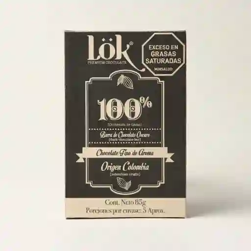 Lok Barra de Chocolate Oscuro 100 % Cacao