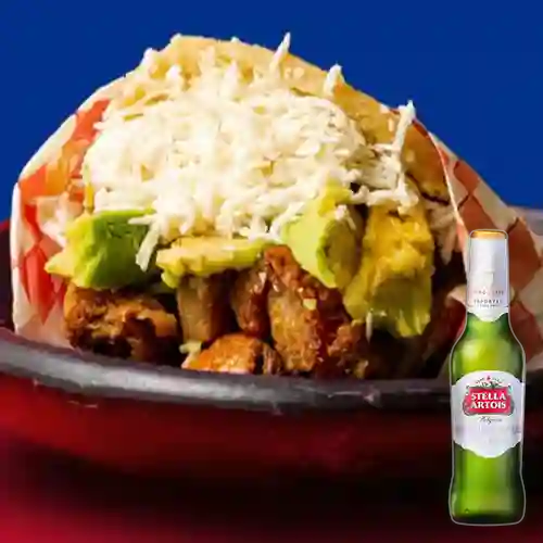Combo Arepa de Chicharrón + Stella Artois Bot. 330ml