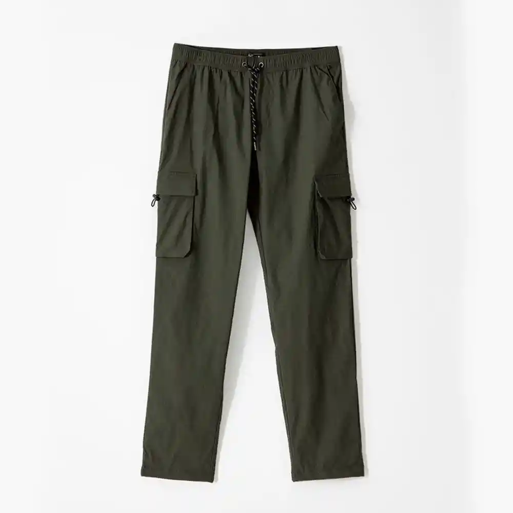 Pantalón Regular Fit en Tela Liviana Cintura Ajustable Masculino Femuy Gef Talla L