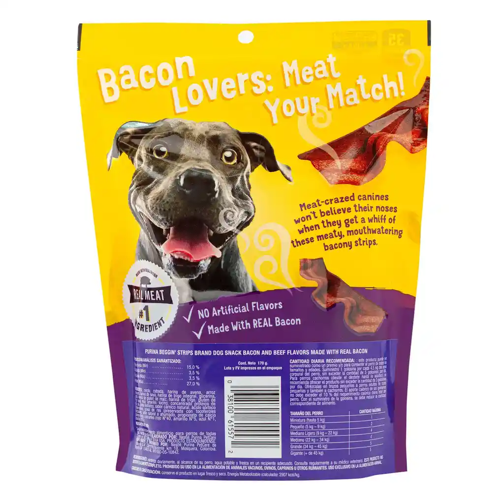 Dog Chow Snack para Perros Beggin Sabor Tocineta
