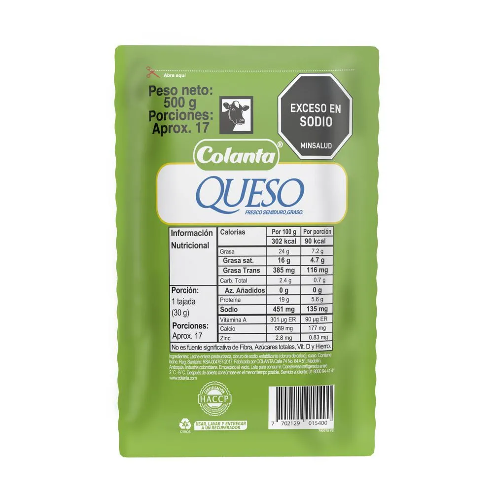 Colanta Queso Fresco en Bloque 500 g