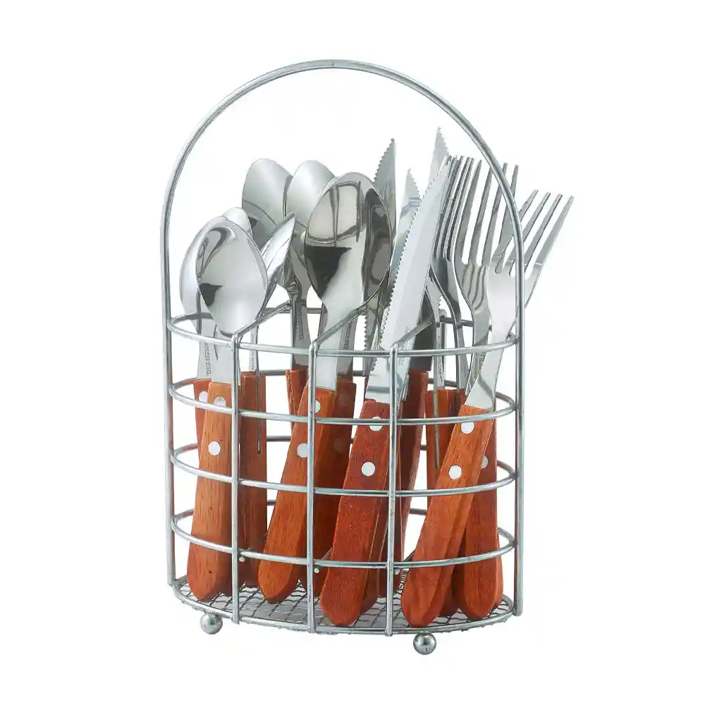 Set Cubiertos 16 Piezas Mango Madera