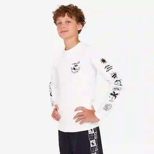 Camiseta De Protección Solar Uv Para Niños De 10-11a Blanco