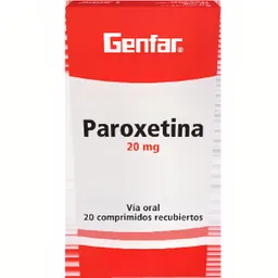 Paroxetina Genfar 20 Mg 20 Tabletas W