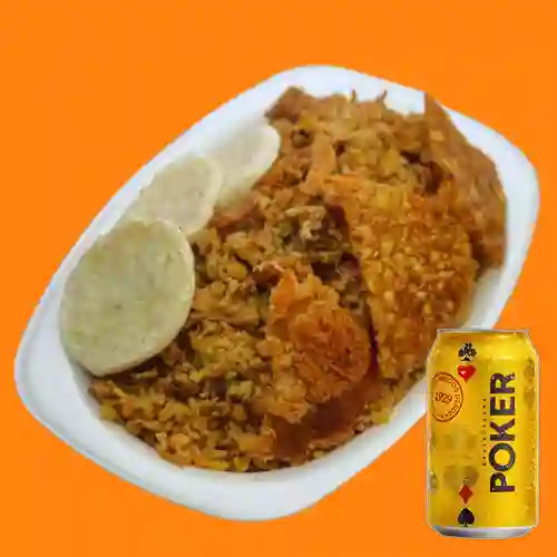 Lechona 700 gr + cerveza poker lta 330ml