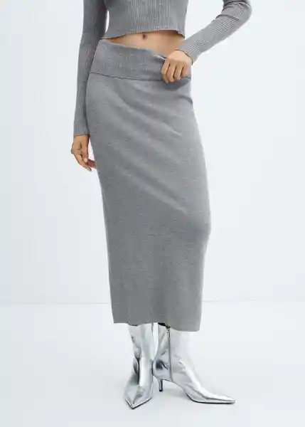 Falda Prinches Gris Medio Vigoré Talla XS Mujer Mango