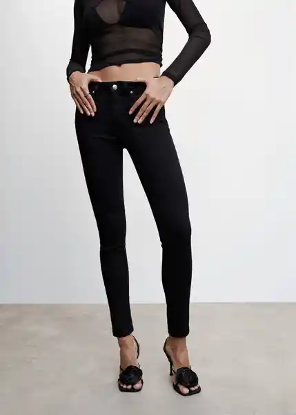 Pantalón Jean Push up Tejano Negro Talla 32 Mujer Mango