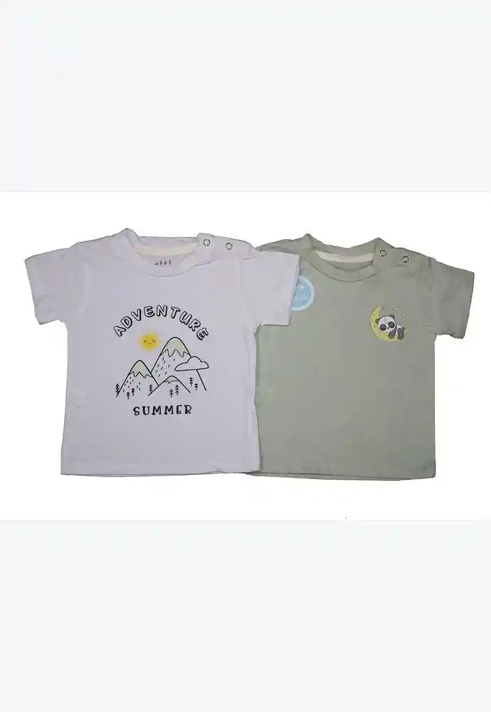Camiseta Set X2 100% Alg 9/12meses-verde