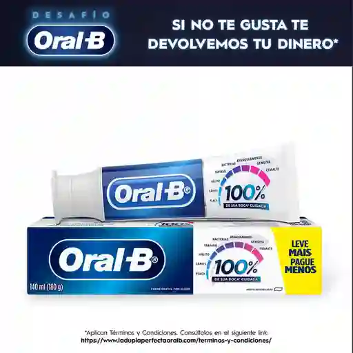 Oral-B Crema de Dientes 100% de tu Boca Cuidada 140 mL
