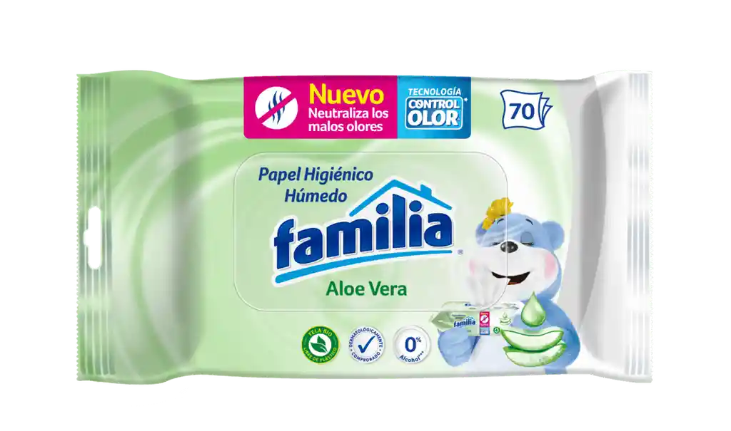 Papel Higien Humedo Familia Aloe *70 Und