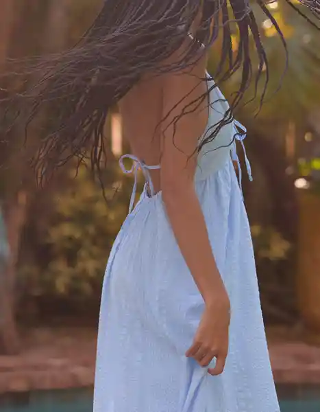 Vestido Aerie Azul Talla: SMALL 1900461 American Eagle