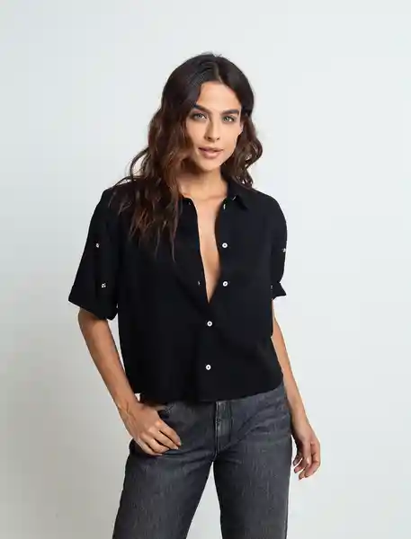 Camisa Opal Mujer Negro Puro Ultraoscuro Talla L 013F361 Naf Naf