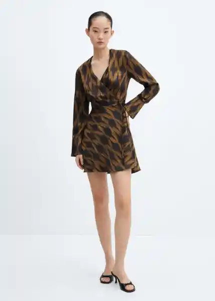 Vestido Rombi Negro Talla S Mujer Mango