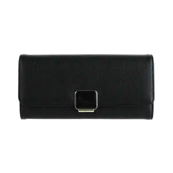 Billetera Para Mujer Rectangular Con Broche Negro Miniso