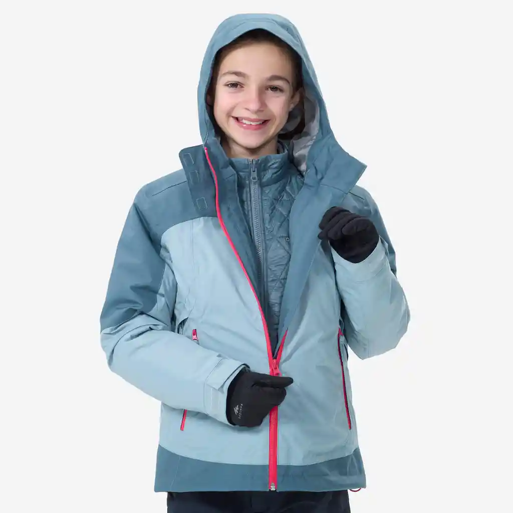 Chaqueta 3 en 1 Impermeable Para Senderismo Niños 7-15 Años Sh500 Mtn -10 °c