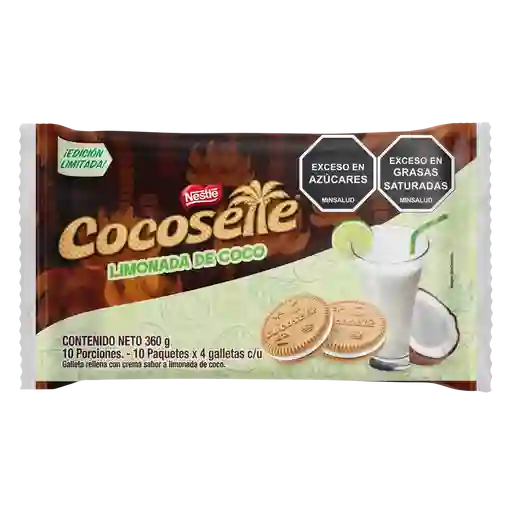 Galletas COCOSETTE Sándwich rellenas con crema sabor a limonada de coco 10 Unds x 360g