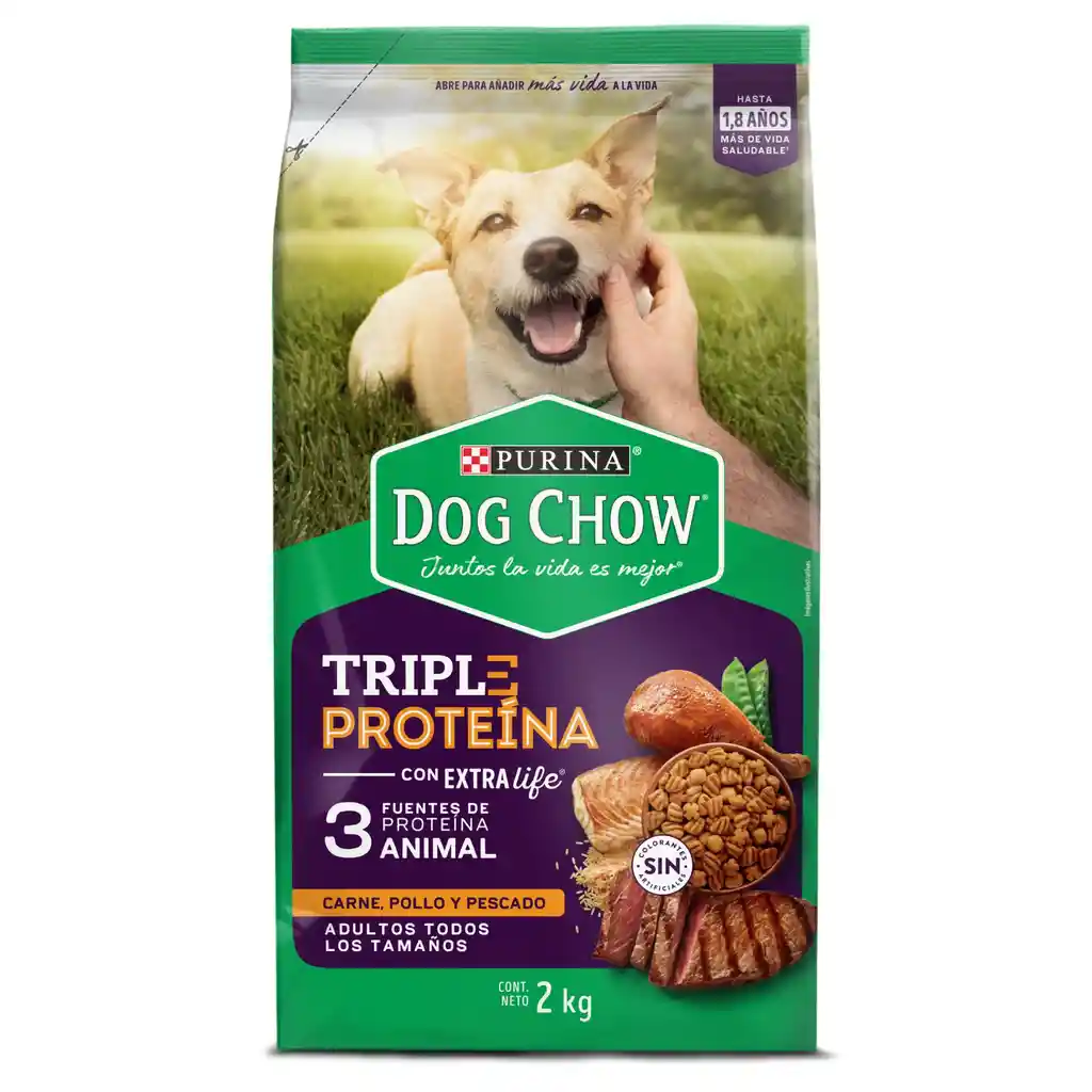 Comida para perro Dog Chow Triple proteina todos los tamaños 2 kg