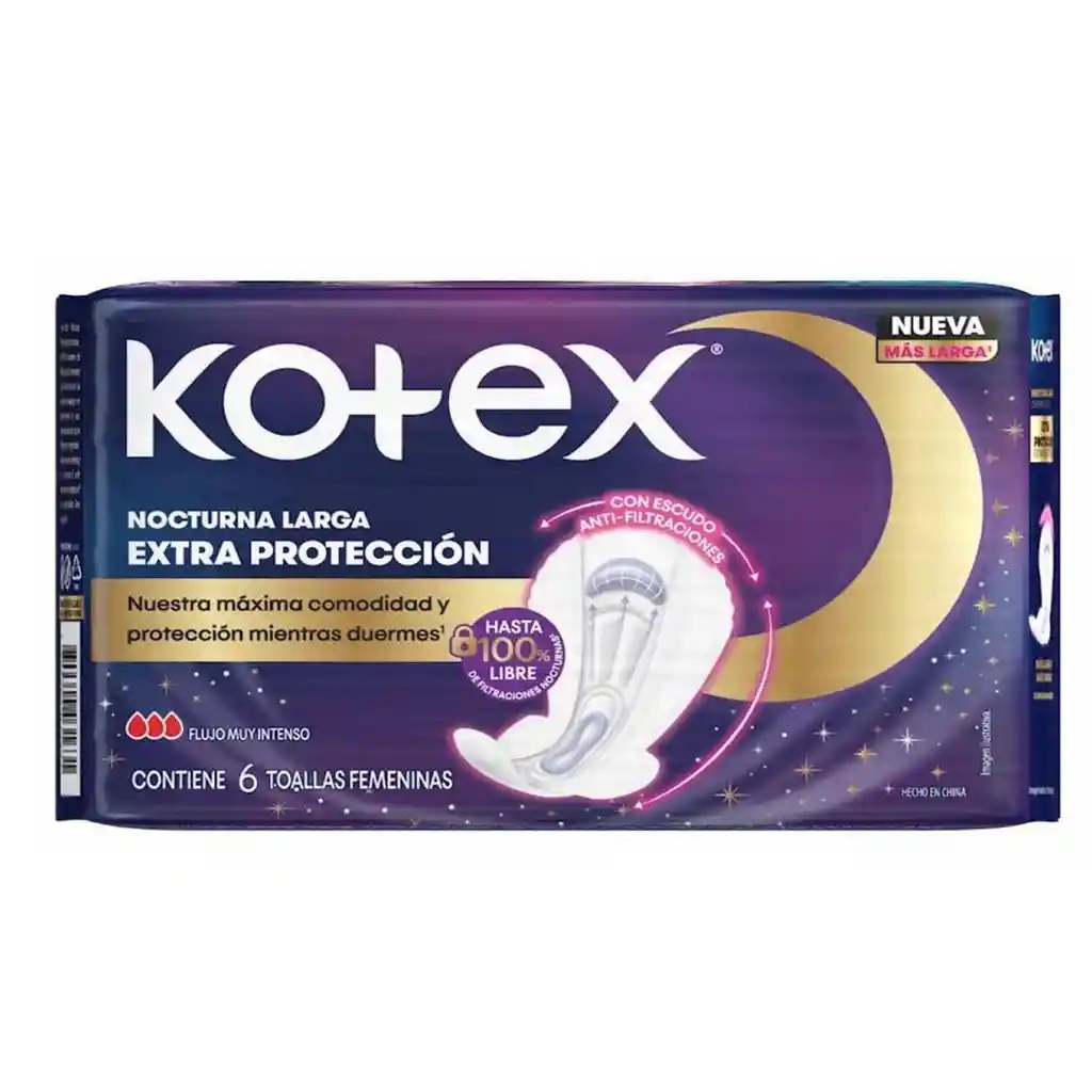Toalla Kotex Nocturna Larga Alas
