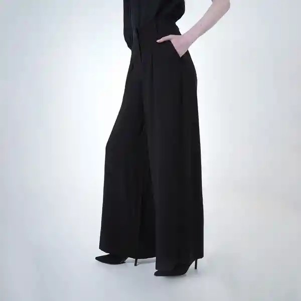 Pantalón Palazzo Pliegues y Bolsillos Negro 8 Fuera de Serie