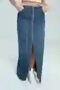 Falda Denim Midi Cierre Color Azul Oscuro Talla 6 Ragged
