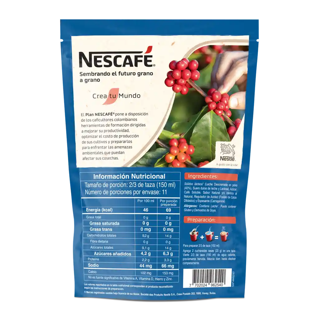 Café con Leche NESCAFÉ soluble x 220g