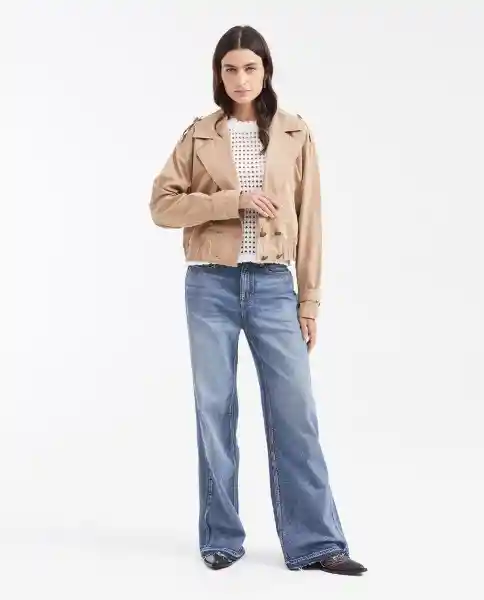 Chaqueta Crop Trench Coat Café Rubio Medio Talla M Chevignon