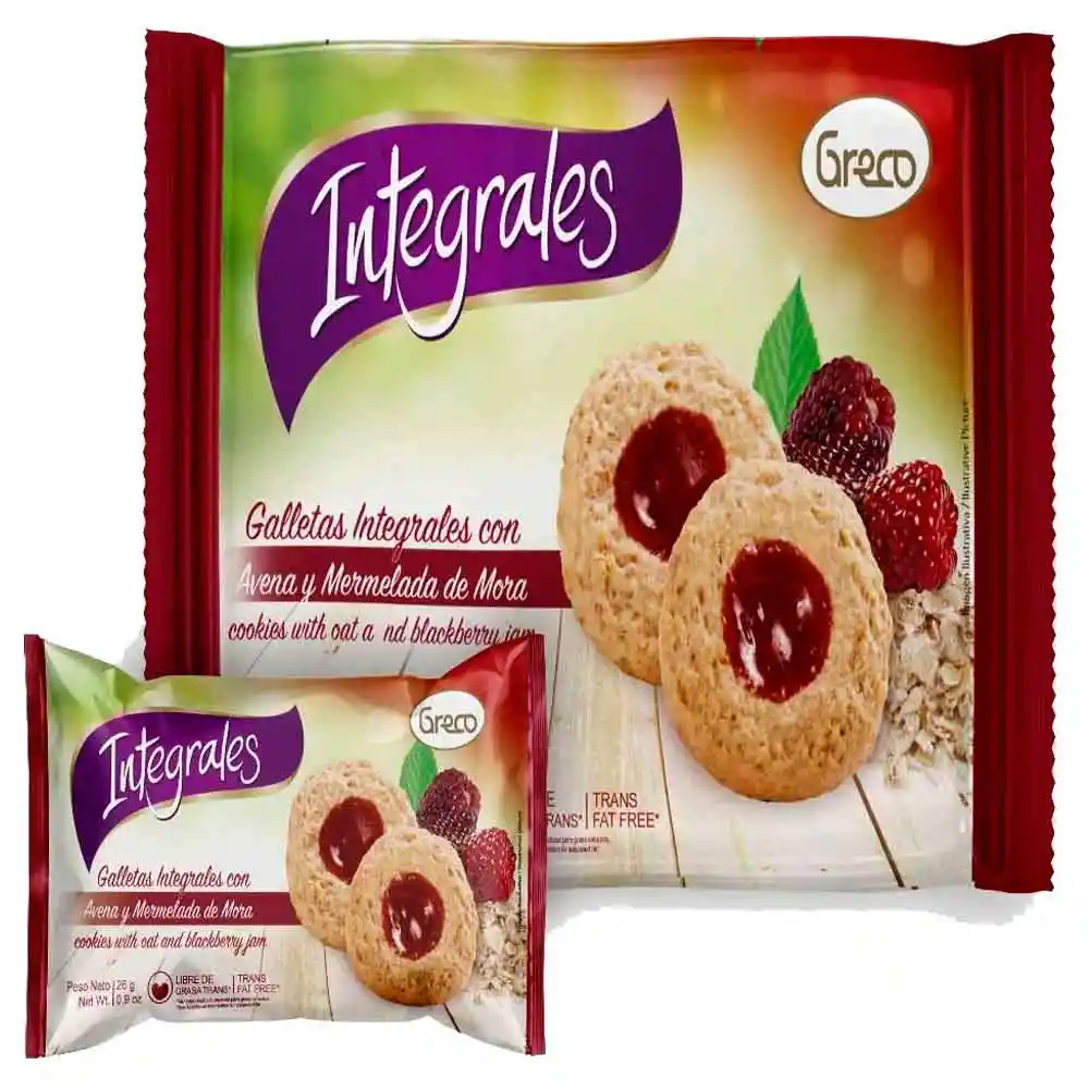 Greco Galletasintegrales Con Avena Y Mermelada De Mora 6 Unds X26 G