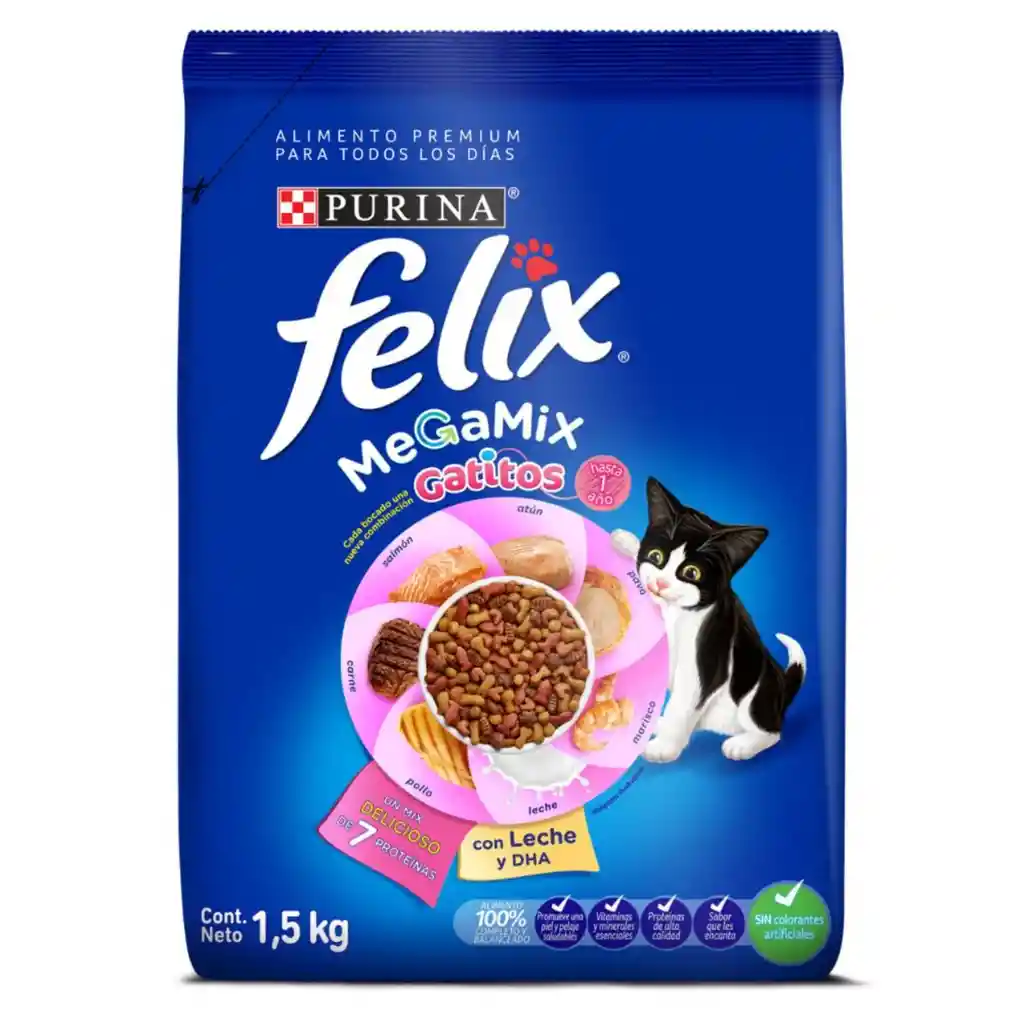 Comida para Gatitos Purina Felix Megamix x 1,5kg