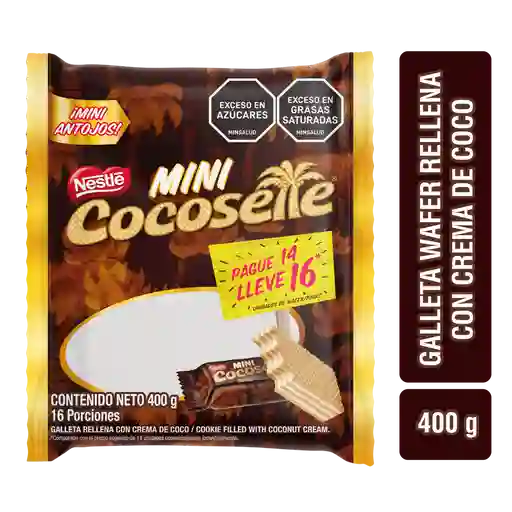 Galletas MINI COCOSETTE Wafer rellenas con crema de coco 16 Unds x 400g