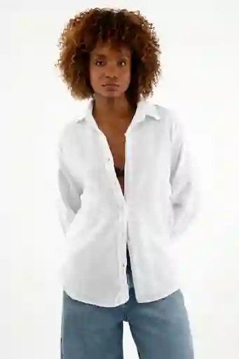 Camisa Manga Larga Blanca Para Mujer