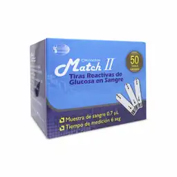 Match II Tiras Reactivas para Glucómetro 