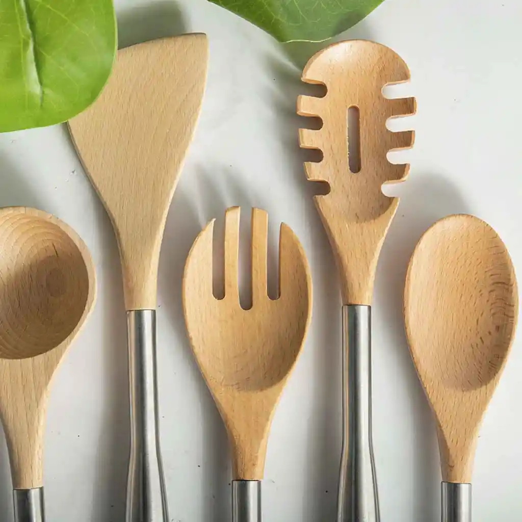 Cucharon Pasta Acero y Bambu Ambiente Gourmet