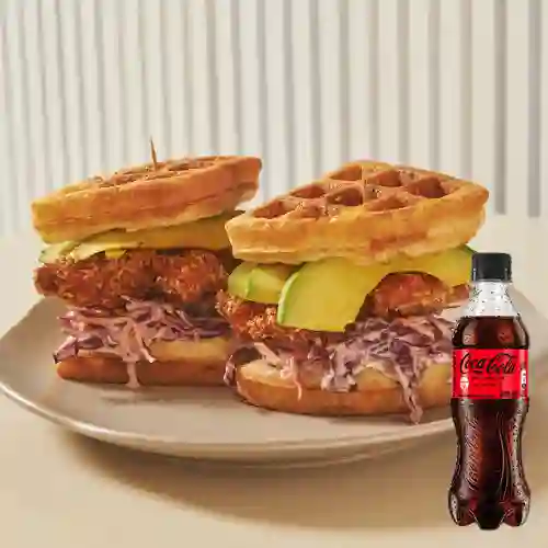Waffle Burguer Pollo Crispy +Cocacola S/az 400ml.