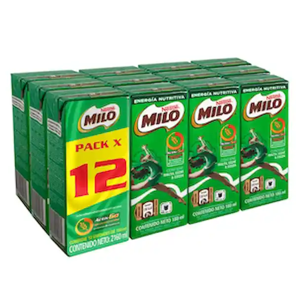 Leche Malteada Milo 180 mL x 12 Und