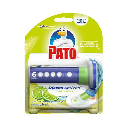 Pato Limpiador Baños Discos Activos Cítrico 36 ml con un aplicador