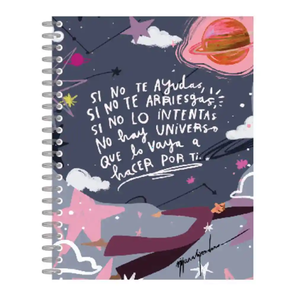 Cuaderno Mixto 160 Hojas Argollado Tinta Negra