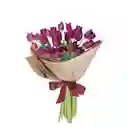 Arreglo Floral 25 Tulipanes Morados Flag Purple En Ramo