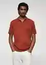 Camiseta Polo Lino Terracota Talla L Hombre Mango