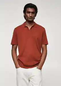 Camiseta Polo Lino Terracota Talla L Hombre Mango