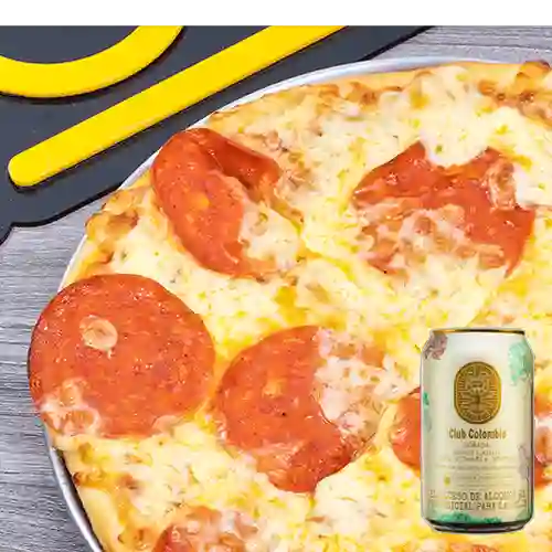 Combo Pizza Super Pepperoni +Club col. Dorada 330 ml
