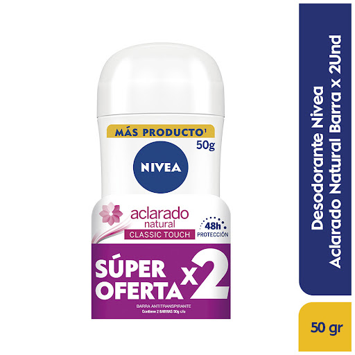 Nivea Antitranspirante en Barra Aclarado Natural Classic Touch 2 x 50 g