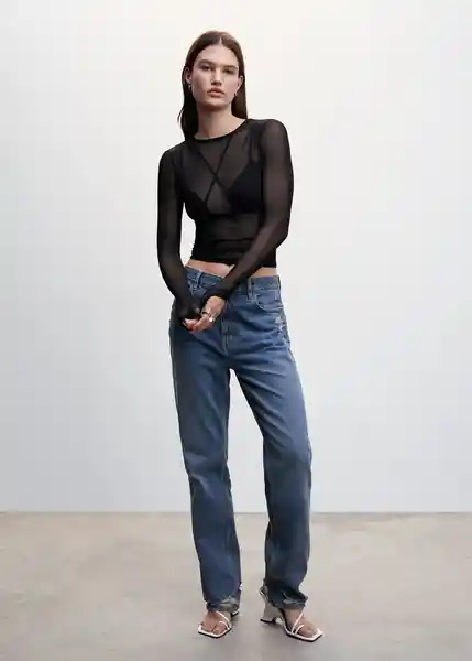 Camiseta Fred Negro Talla S Mujer Mango