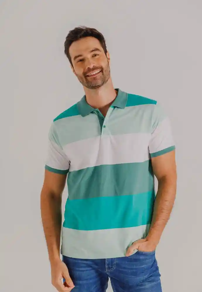 Camiseta Polo Rayas L-verde