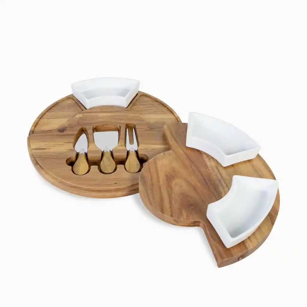 Set Para Quesos Acacia Recipientes Cerámica Ambiente Gourmet