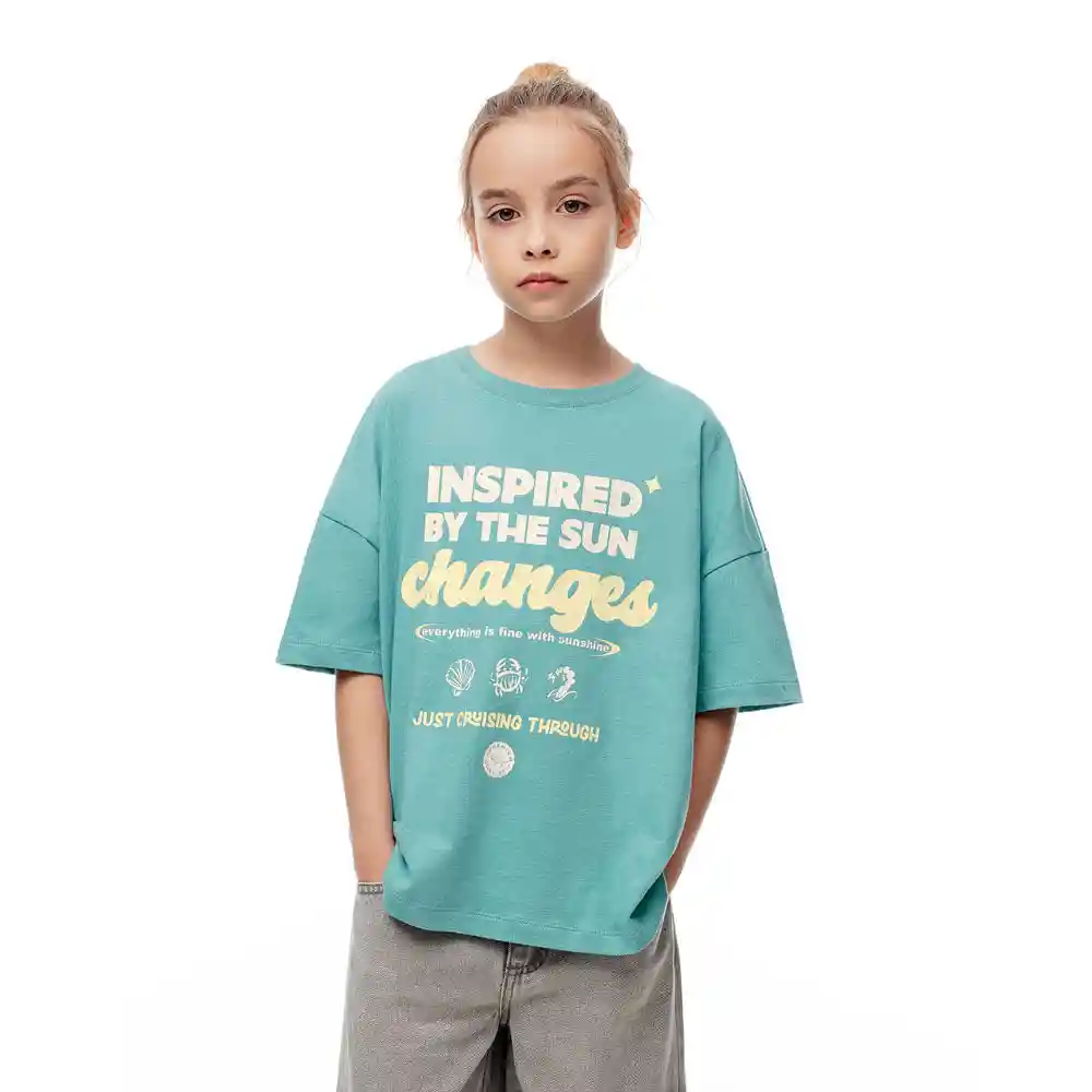 Camiseta Manga Corta en Algodón Kids Femenino Layani Kd Gef