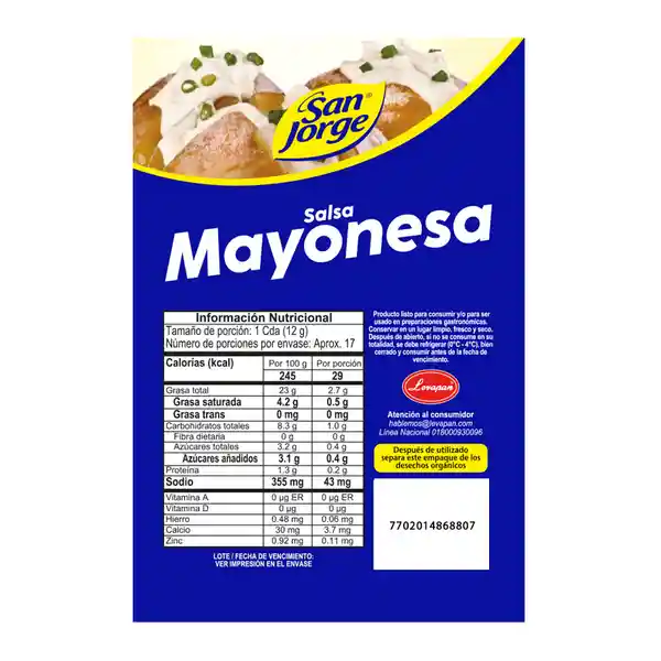 Salsa Mayonesa San Jorge Doypack x 200gr