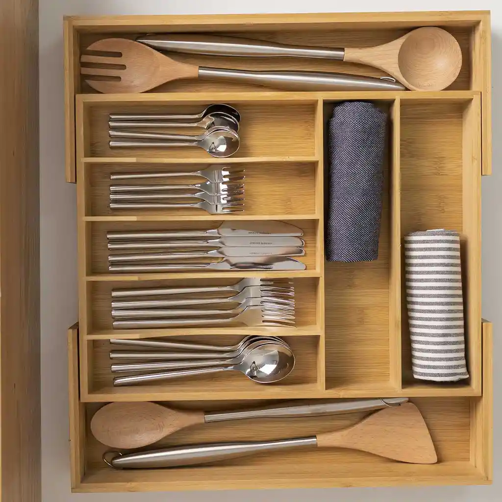 Caja Para Cubiertos en Bambú Expandible Ambiente Gourmet