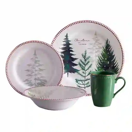 Vajilla Christmas Trees 16 Piezas