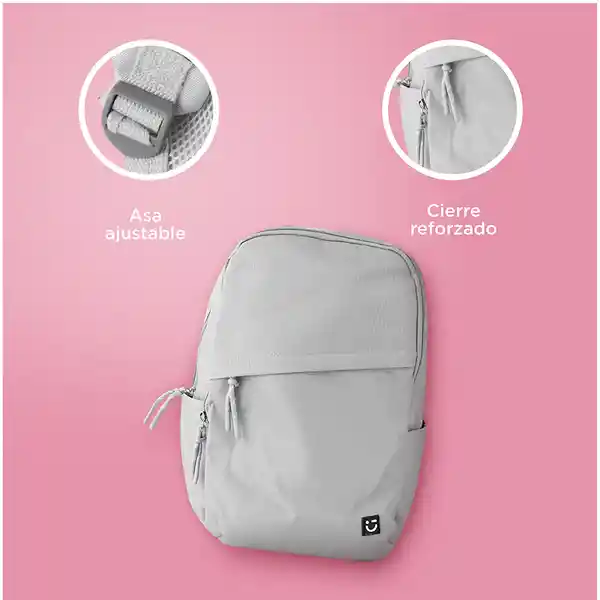 Maleta Escolar Con Cierre Inclinado Serie Gris Miniso